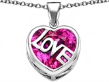Original Star K™ Large Love Heart Pendant with 15mm Heart Shape Created Pink Sapphire