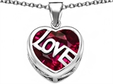 Original Star K™ Large Love Heart Pendant with 15mm Heart Shape Created Ruby
