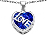 Original Star K™ Large Love Heart Pendant with 15mm Heart Shape Created Sapphire