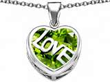 Original Star K™ Large Love Heart Pendant with 15mm Heart Shape Simulated Peridot