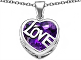 Original Star K™ Large Love Heart Pendant with 15mm Heart Shape Simulated Amethyst