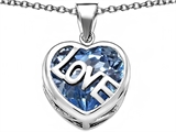 Original Star K™ Large Love Heart Pendant with 15mm Heart Shape Simulated Aquamarine