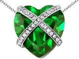 Original Star K™ Large Prisoner of Love Heart Pendant with 15mm Heart Shape Simulated Emerald