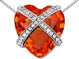 Original Star K™ Large Prisoner of Love Heart Pendant with 15mm Heart Shape Simulated Mexican Orange Fire Opal