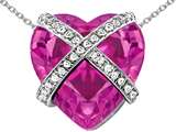 Original Star K™ Large Prisoner of Love Heart Pendant with 15mm Heart Shape Created Pink Sapphire