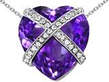 Original Star K™ Large Prisoner of Love Heart Pendant with 15mm Heart Shape Simulated Amethyst