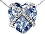 Original Star K™ Large Prisoner of Love Heart Pendant with 15mm Heart Shape Simulated Aquamarine