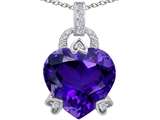 Original Star K™ Large Lock Love Heart Pendant with 13mm Heart Shape Simulated Amethyst