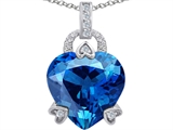 Original Star K™ Large Lock Love Heart Pendant with 13mm Heart Shape Simulated Blue Topaz