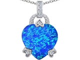 Original Star K™ Large Lock Love Heart Pendant with 13mm Heart Shape Created Blue Opal