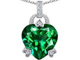 Original Star K™ Large Lock Love Heart Pendant with 13mm Heart Shape Simulated Emerald