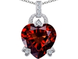 Original Star K™ Large Lock Love Heart Pendant with 13mm Heart Shape Simulated Garnet