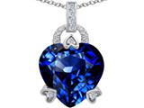 Original Star K™ Large Lock Love Heart Pendant with 13mm Heart Shape Created Sapphire