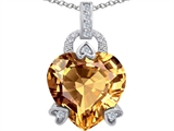 Original Star K™ Large Lock Love Heart Pendant with 13mm Heart Shape Simulated Imperial Yellow Topaz
