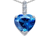 Original Star K™ Large 12mm Heart Shape Simulated Blue Topaz Pendant