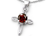 Original Star K™ Round Genuine Garnet Cross Pendant