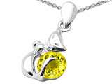 Original Star K™ Round 6mm Genuine Citrine Cat Pendant