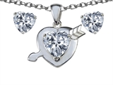 Original Star K™ Genuine White Topaz Heart With Arrow Pendant Box Set With Free Matching Earrings