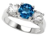 Original Star K™ 925 Genuine Round Blue Topaz Engagement Ring