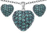 Original Star K™ Simulated Emerald Puffed Heart Love Pendant Box Set with matching earrings