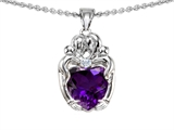 Original Star K™ Loving Mother And Hugging Family Pendant With Heart Shape 8mm Genuine Amethyst