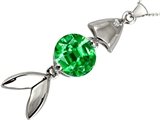Original Star K™ Fish Pendant With Round Simulated Emerald