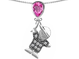 Original Star K™ Little Boy Holding a Balloon Mother Birthstone Created Pink Sapphire Pendant
