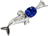 Original Star K™ Fish Pendant With Oval Created Sapphire