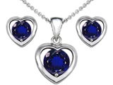 Original Star K™ Created Sapphire Heart Earrings with Free Box Set matching Pendant