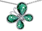 Original Star K™ Butterfly with Pear Shape Simulated Emerald Pendant