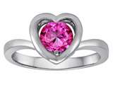 Original Star K™ Heart Engagement Promise of Love Ring with 7mm Round Created Pink Sapphire