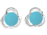 Original Star K™ Round Simulated Turquoise Flower Earring Studs
