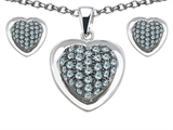 Original Star K™ Simulated Aquamarine Heart Shape Love Pendant Box Set with matching earrings