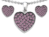 Original Star K™ Created Pink Sapphire Heart Shape Love Pendant Box Set with matching earrings