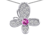 Original Star K™ Butterfly Pendant With Round Created Pink Sapphire