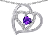 Original Star K™ Heart Shape Genuine Amethyst Pendant