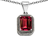 Original Star K™ Bali Style Emerald Cut 10x8mm Created Ruby Pendant