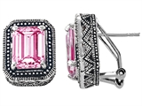 Original Star K™ Bali Style Emerald Cut Created Pink Sapphire Earrings