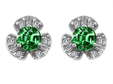 Original Star K™ Flower Earrings With Round 5mm Simulated Emerald