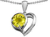Original Star K™ Heart Shape Pendant With Round 7mm Genuine Citrine