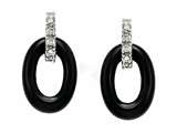 Original Star K™ Simulated Black Onyx Hanging Hoop Earrings
