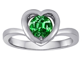 Original Star K™ Heart Engagement Promise of Love Ring with 7mm Round Simulated Emerald