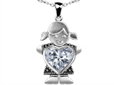 Original Star K™ Little Girl Holding 8mm Heart Mother Birthstone Pendant with Genuine White Topaz