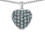 Original Star K™ Puffed Heart Love Pendant with Simulated Aquamarine