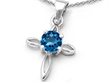 Original Star K™ Round Genuine Blue Topaz Cross Pendant