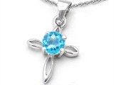 Original Star K™ Round Simulated Aquamarine Cross Pendant