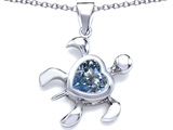Original Star K™ Large 10mm Heart Shape Simulated Aquamarine Sea Turtle Pendant