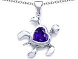 Original Star K™ Large 10mm Heart Shape Simulated Amethyst Sea Turtle Pendant