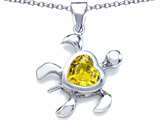 Original Star K™ Large 10mm Heart Shape Simulated Citrine Sea Turtle Pendant