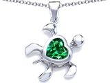 Original Star K™ Large 10mm Heart Shape Simulated Emerald Sea Turtle Pendant